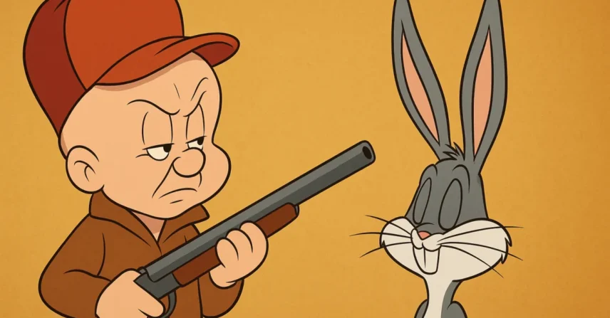 Elmer Fudd: O caçador que nunca pega o Pernalonga da Warner